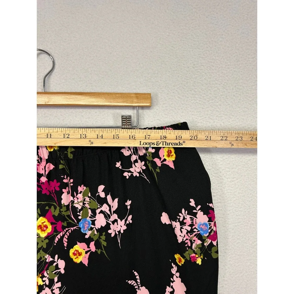 Floral Garden Joyspun Womens 3X Black Pink Short Sleeve Pajama Pant Set